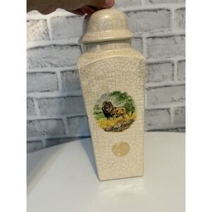 Vintage African Lion Ceramic Jar w Lid Safari Wildlife Decor